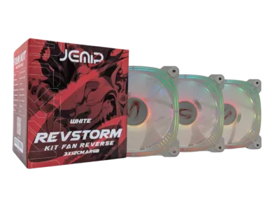 VENTILADOR REVSTORM KIT FAN REVERSE ARGB BLANCO JEMIP GAMING – 3x12CM